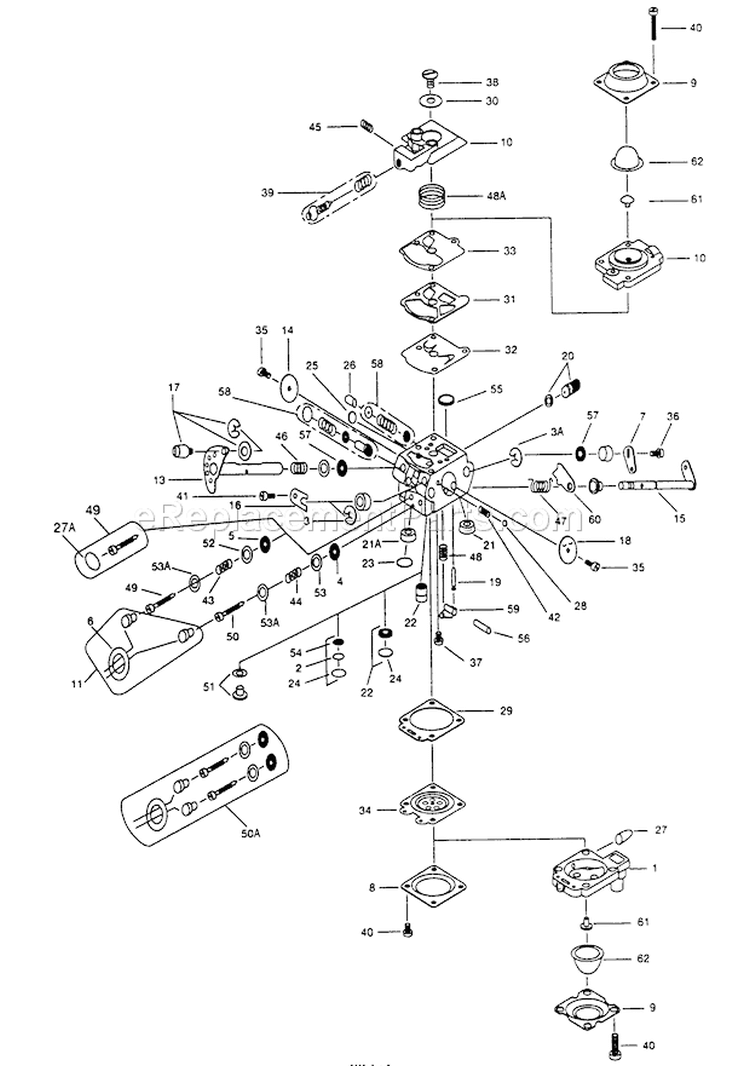 Page A Diagram and Parts List for  Walbro Engine