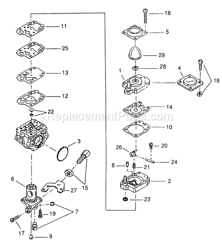 Page A Diagram and Parts List for  Walbro Engine