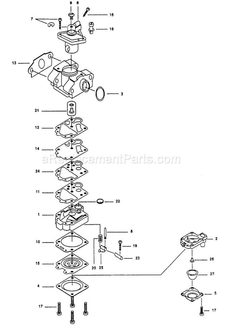 Page A Diagram and Parts List for  Walbro Engine