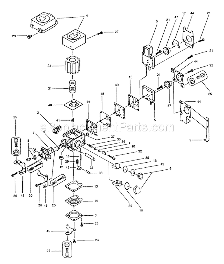 Page A Diagram and Parts List for  Walbro Engine