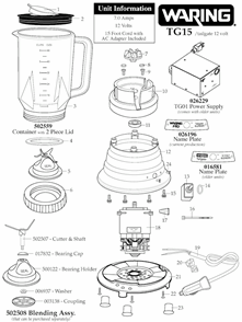 Part Location Diagram of 018531-E Waring Jar / Plastic 48 Oz.