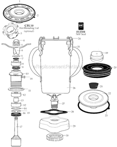 Page A Diagram and Parts List for  Waring Blender