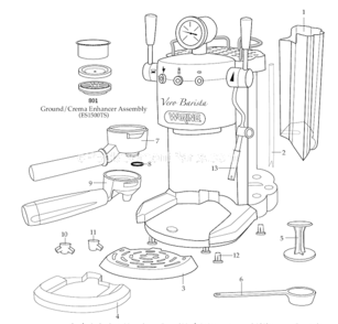 Part Location Diagram of 033367 Waring Water Tank