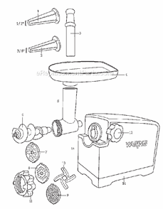 Page A Diagram and Parts List for  Waring Meat Grinder