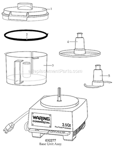 Page A Diagram and Parts List for  Waring Food Processor
