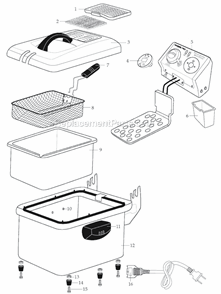 Page A Diagram and Parts List for  Waring Deep Fryer