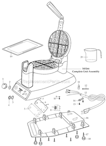 Page A Diagram and Parts List for  Waring Waffle Maker