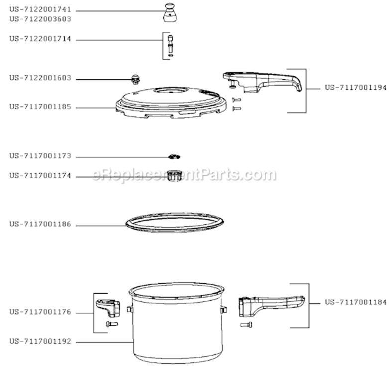 Page A Diagram and Parts List for  Wearever Pressure Cooker