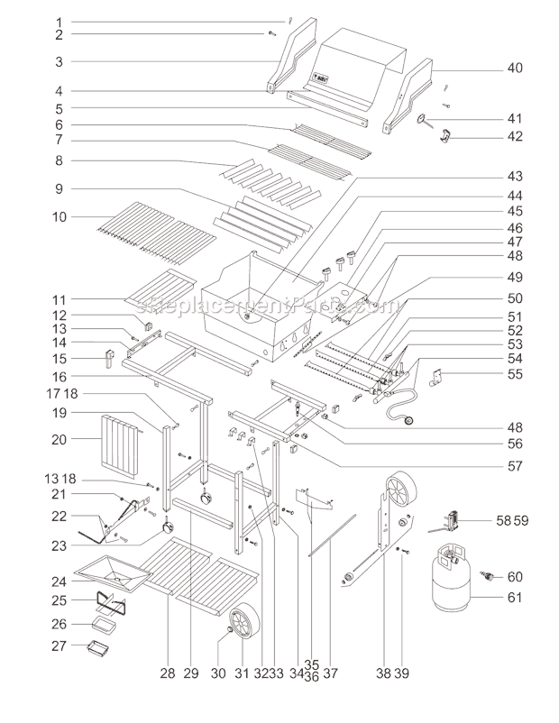 Page A Diagram and Parts List for  Weber Grill