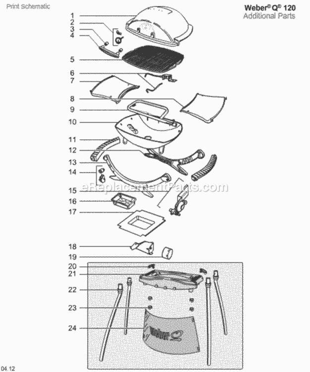 Page A Diagram and Parts List for  Weber Grill
