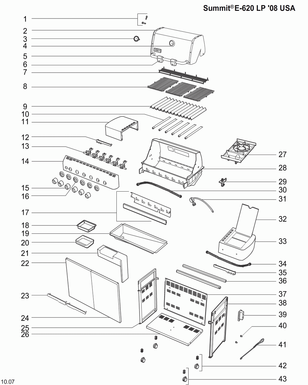 Diagram Diagram and Parts List for  Weber Grill