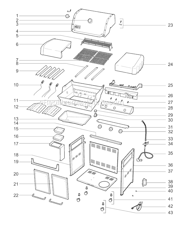 Page A Diagram and Parts List for  Weber Grill