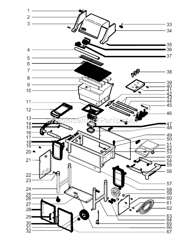 Page A Diagram and Parts List for 2005 Weber Grill