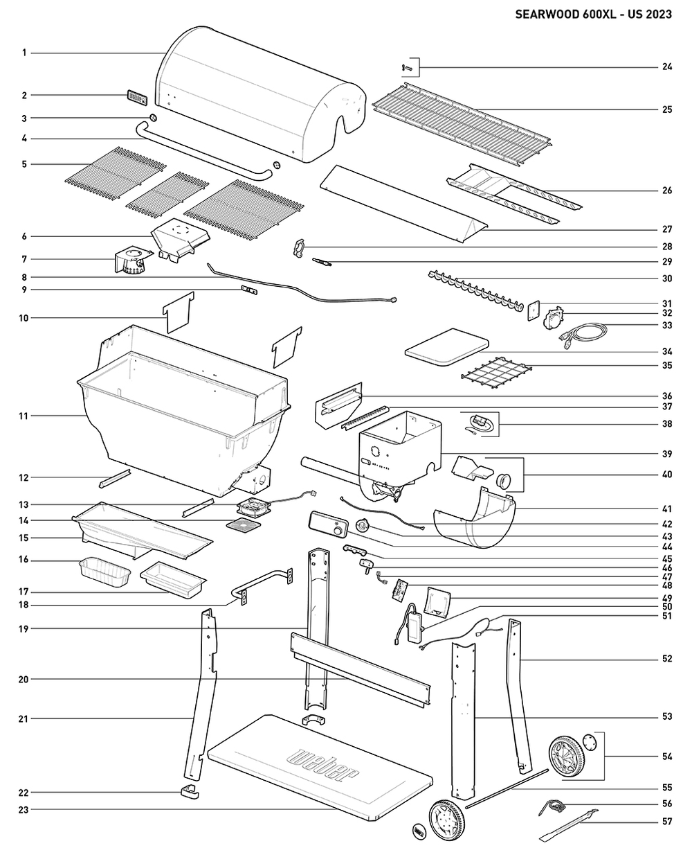 Section 1 Diagram and Parts List for  Weber Grill