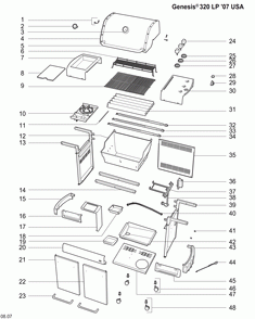 Part Location Diagram of 67857 Weber Door Kit - Blue
