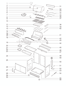 Part Location Diagram of 70389 Weber Burner With Bracket