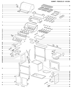 Section 1 Diagram and Parts List for  Weber Built-In Cooking