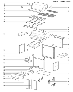 Section 1 Diagram and Parts List for  Weber Built-In Cooking