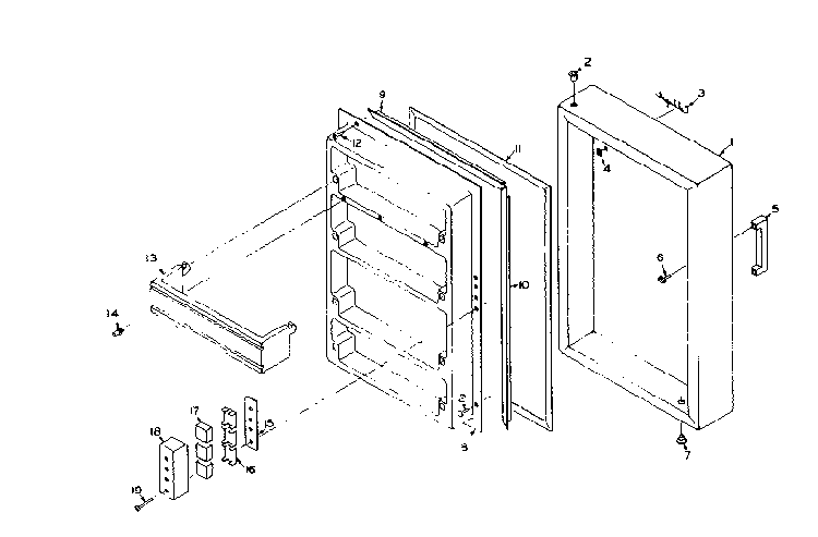 Door Parts Diagram and Parts List for 106N12B  Kenmore Refrigerator