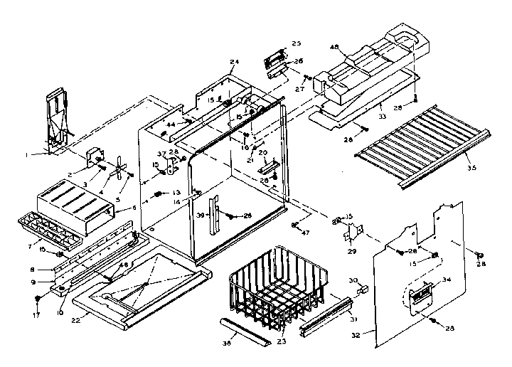 Freezer Section Parts Diagram and Parts List for 106U14G  Kenmore Refrigerator