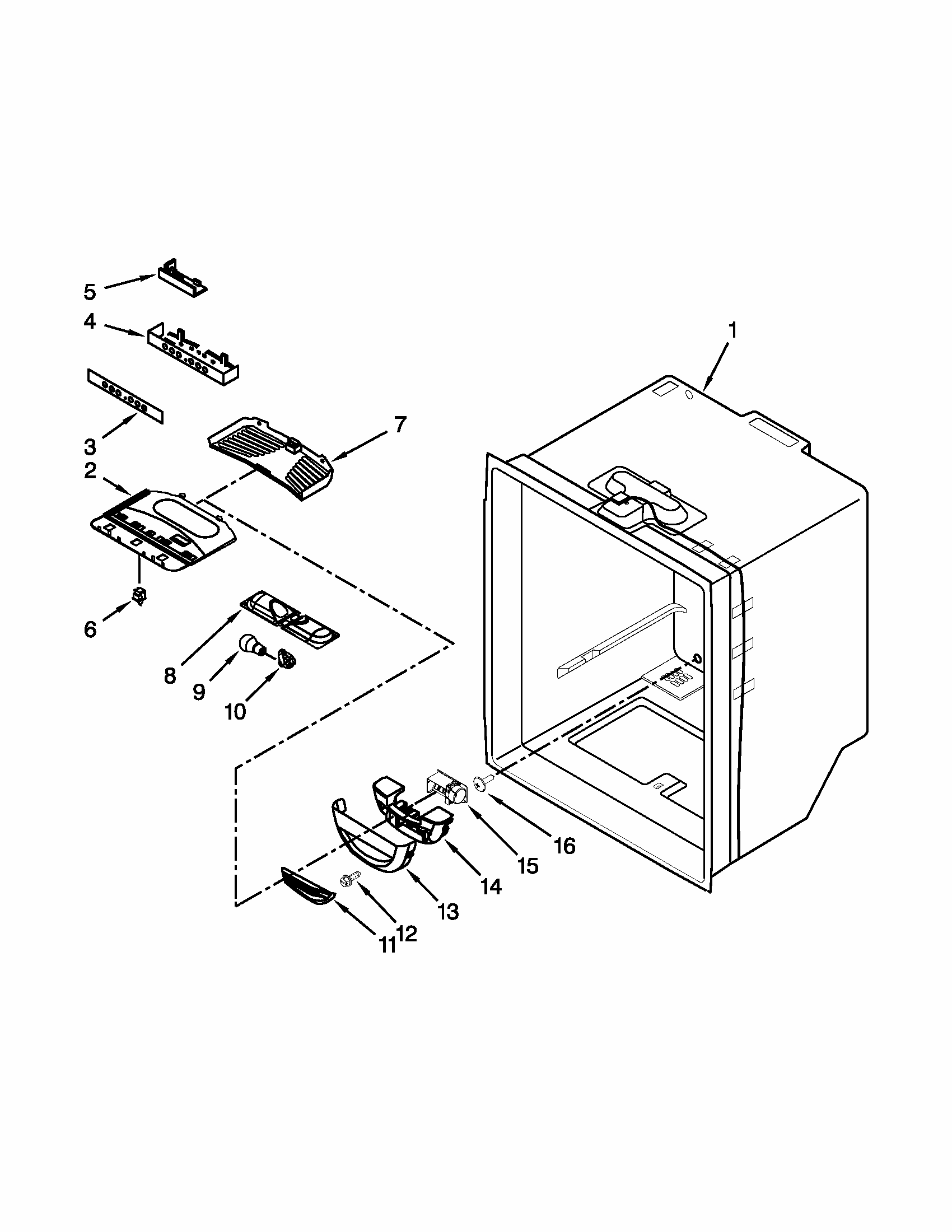 Refrigerator Liner Parts Diagram and Parts List for GB2FHDXWB07  Whirlpool Refrigerator