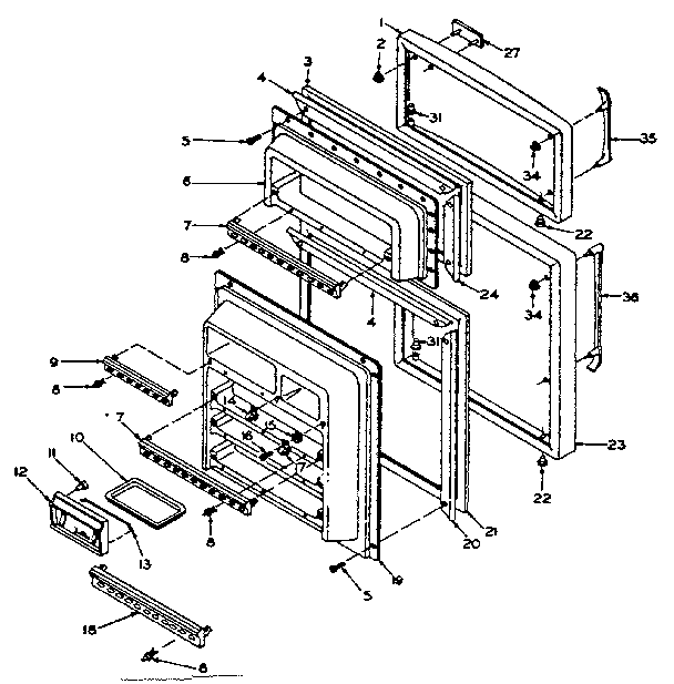 Door Parts Diagram and Parts List for 106T14D  Kenmore Refrigerator