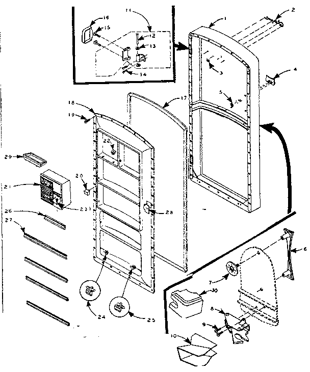 Refrigerator Door Parts Diagram and Parts List for 106M10TL-F  Kenmore Refrigerator