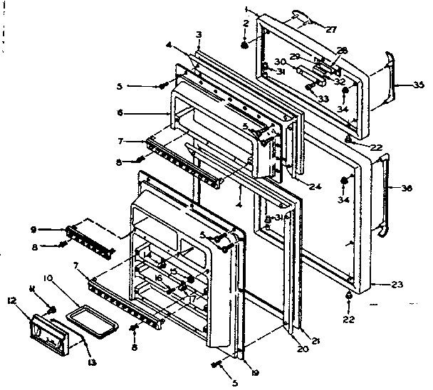 Door Parts Diagram and Parts List for 106T14E1  Kenmore Refrigerator