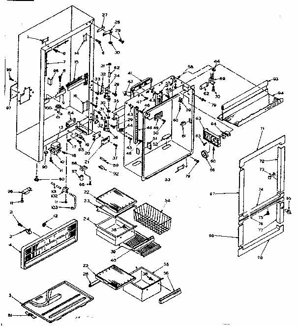Cabinet Parts Diagram and Parts List for 106T15GIM1  Kenmore Refrigerator