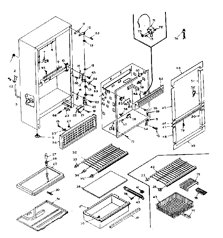 Cabinet Parts Diagram and Parts List for 106U14FSL  Kenmore Refrigerator