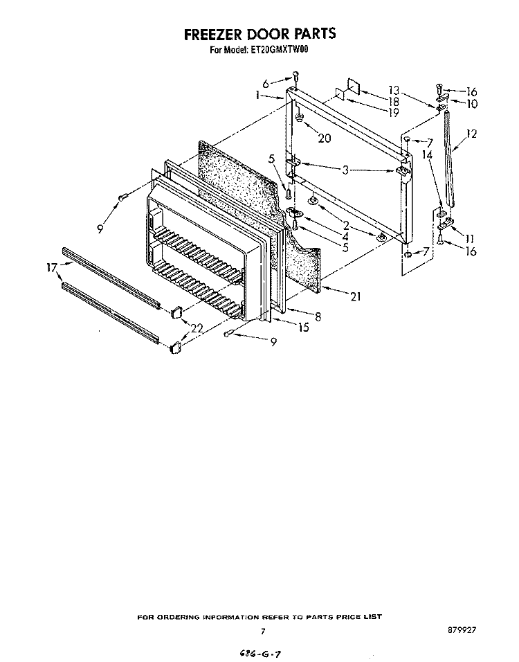 FREEZER DOOR Diagram and Parts List for ET20GMXTW00  Whirlpool Refrigerator