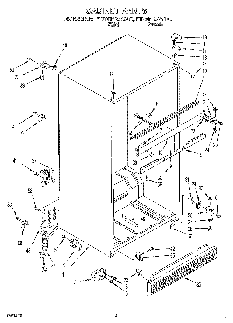 CABINET Diagram and Parts List for ET20NKXAW00  Whirlpool Refrigerator