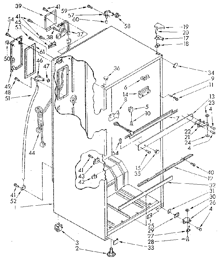 Cabinet Diagram and Parts List for ET18NKXSN03  Whirlpool Refrigerator