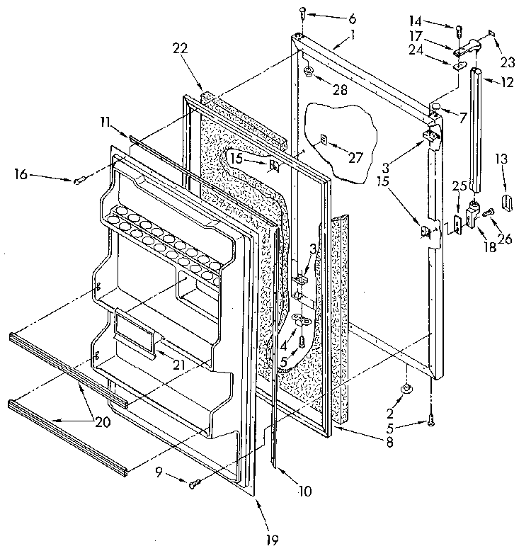 Refrigerator Door Diagram and Parts List for 1068694610 SKR401W0 Kenmore Refrigerator