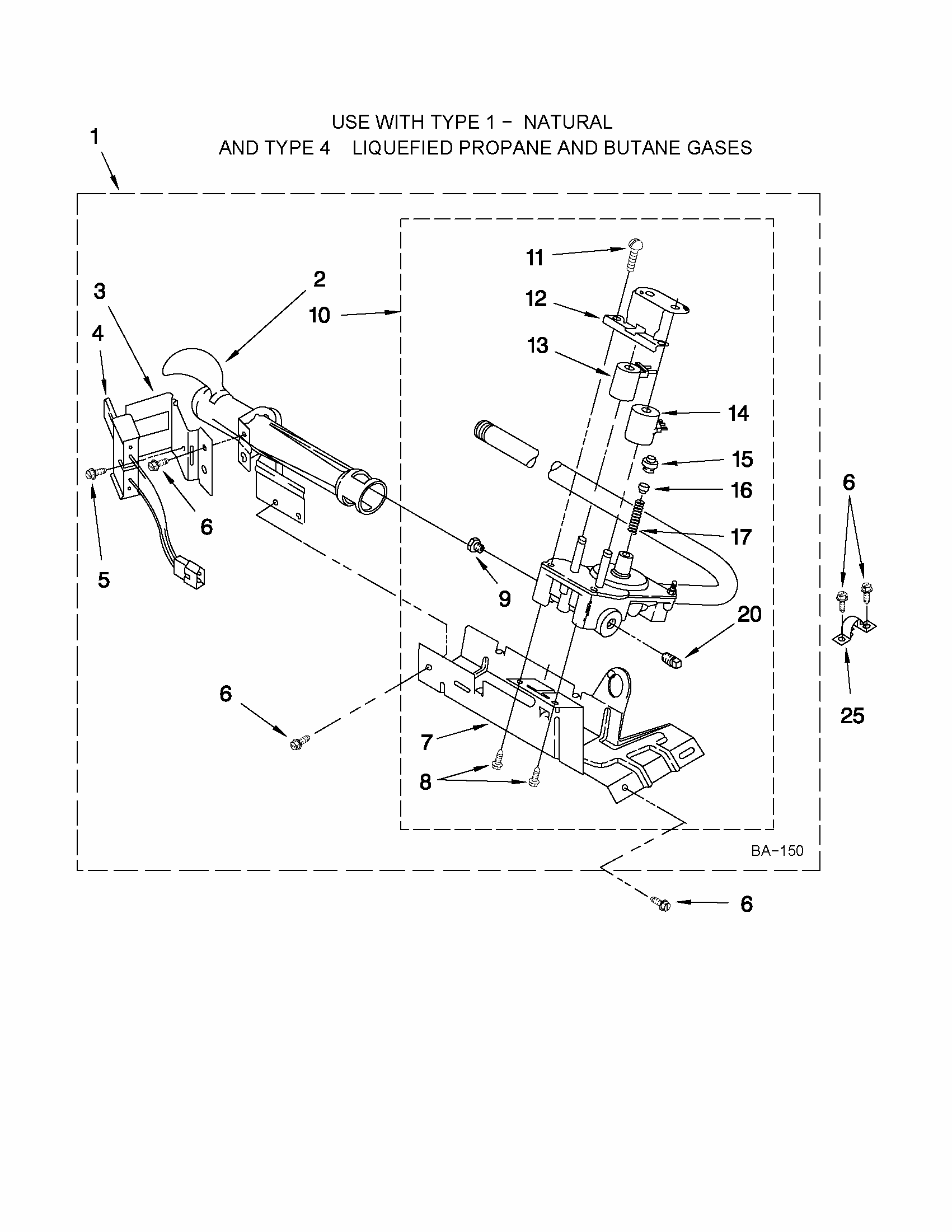 8318272 Burner Assembly Diagram and Parts List for 110C73512201  Kenmore Dryer