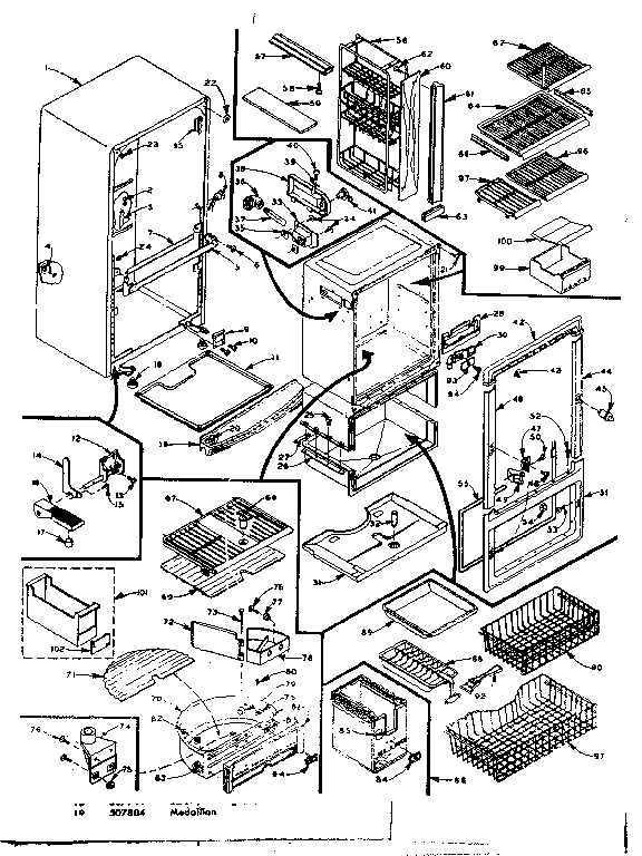Cabinet Parts Diagram and Parts List for 106M15EL-F  Kenmore Refrigerator