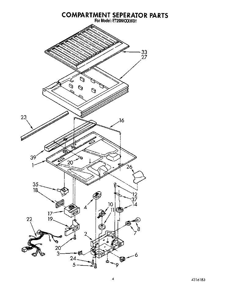 COMPARTMENT SEPARATOR Diagram and Parts List for ET20NKXXN01  Whirlpool Refrigerator