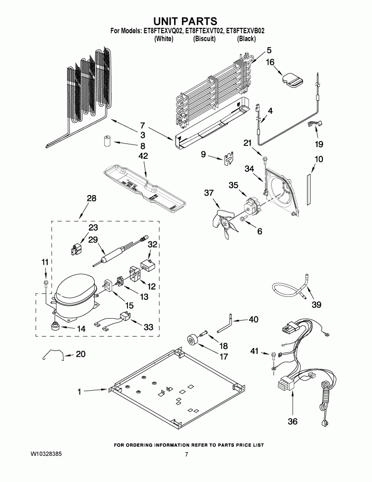 UNIT PARTS Diagram and Parts List for ET8FTEXVB02  Whirlpool Refrigerator