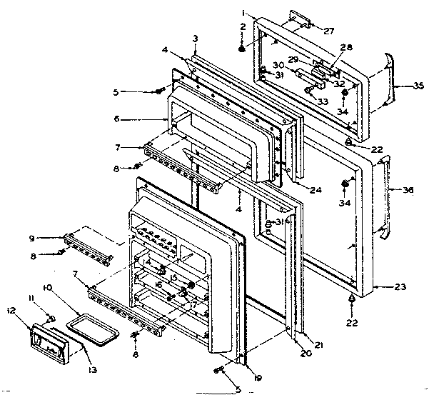 Door Parts Diagram and Parts List for 106T14EX  Kenmore Refrigerator