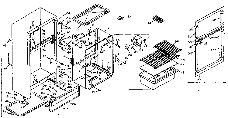 Cabinet Parts Diagram and Parts List for 106T12DS1  Kenmore Refrigerator