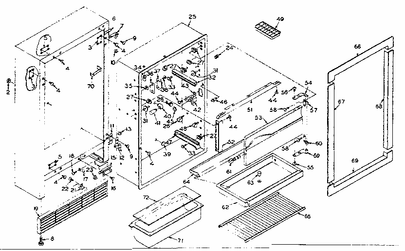 Cabinet Parts Diagram and Parts List for 106S12A  Kenmore Refrigerator
