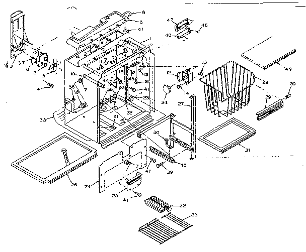 Freezer Section Parts Diagram and Parts List for 106R14GY1  Kenmore Refrigerator