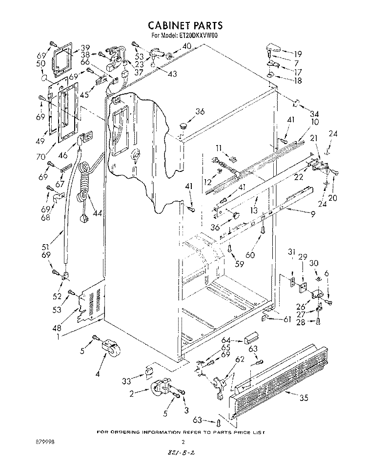 CABINET Diagram and Parts List for ET20DKXVF00  Whirlpool Refrigerator