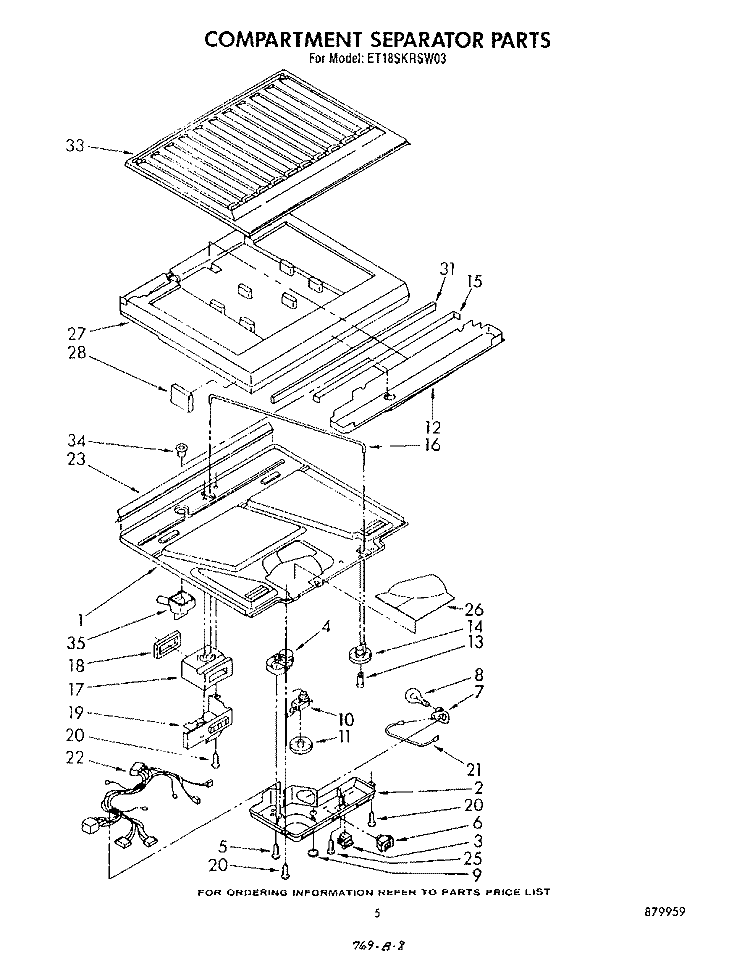 COMPARTMENT SEPARATOR Diagram and Parts List for ET18SKRSW03  Whirlpool Refrigerator