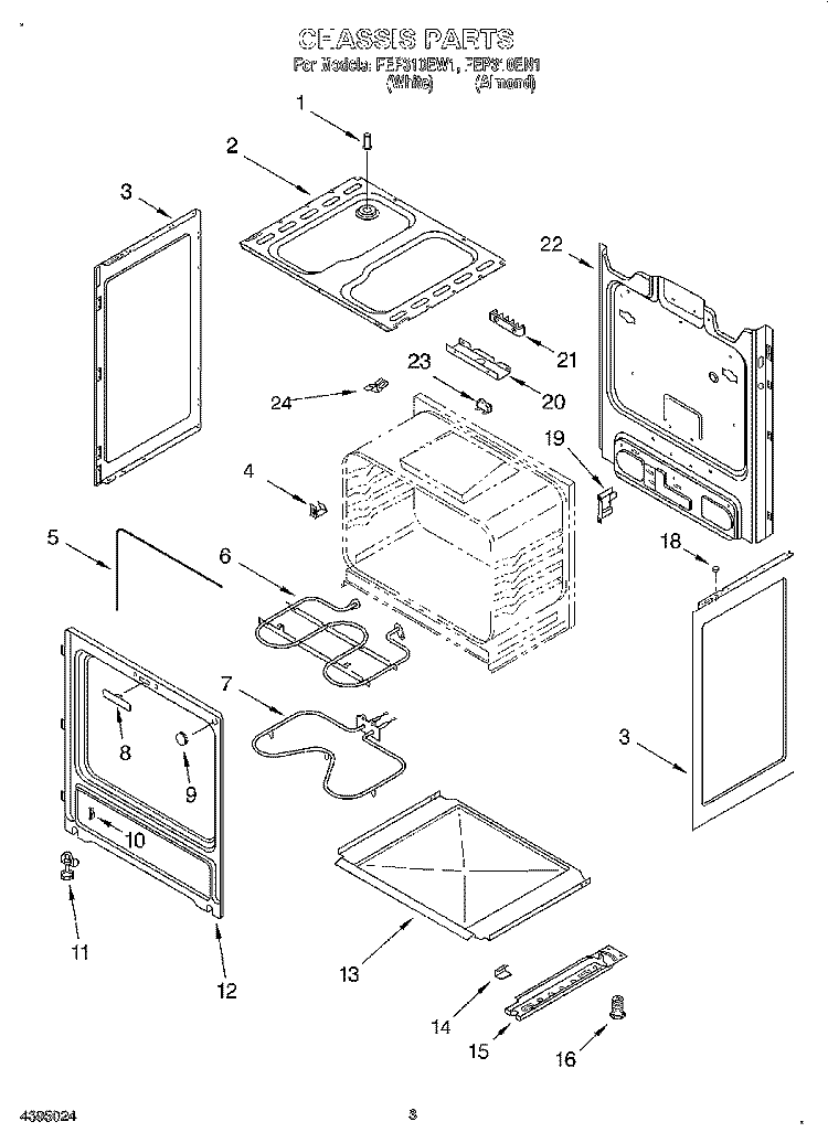 CHASSIS Diagram and Parts List for  Roper Range