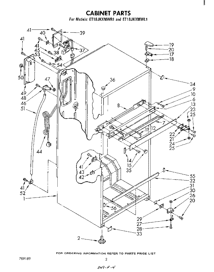 CABINET Diagram and Parts List for ET18JKXMWR1  Whirlpool Refrigerator