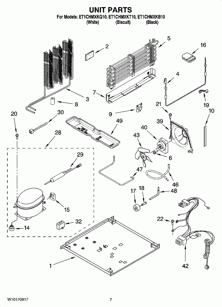 UNIT PARTS Diagram and Parts List for ET1CHMXKT10  Whirlpool Refrigerator