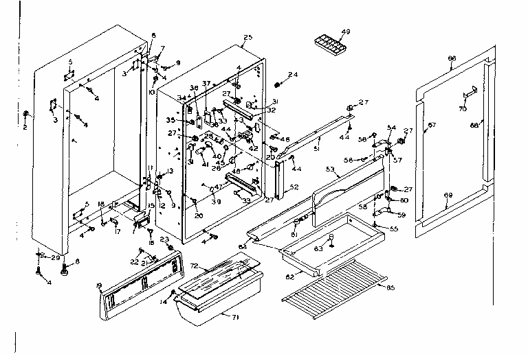 Cabinet Parts Diagram and Parts List for 106T13A  Kenmore Refrigerator