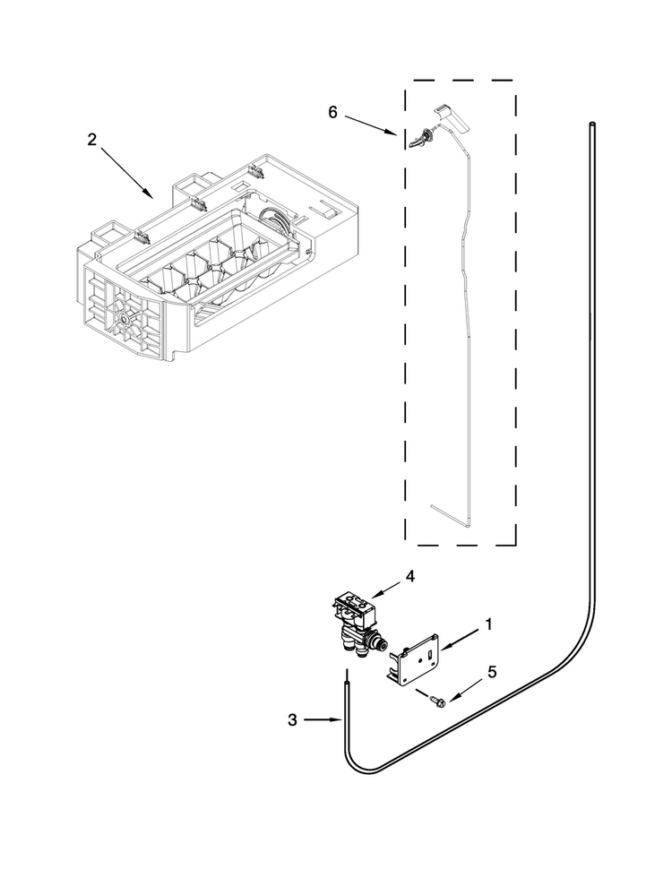 Ice Maker Parts Diagram and Parts List for  Whirlpool Refrigerator