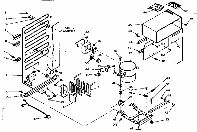 Refrigerator Unit Diagram and Parts List for 106U12DL  Kenmore Refrigerator